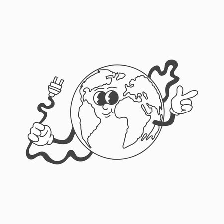 EARTH HOUR CARTOON RETRO DESIGN VECTORのイラスト素材