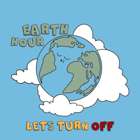 EARTH HOUR CARTOON RETRO DESIGN VECTORのイラスト素材