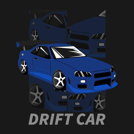 drift car design for cloth design vectorのイラスト素材
