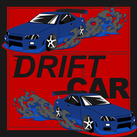 drift car design for cloth design vectorのイラスト素材