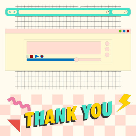 vector social retro media template, thank you letterのイラスト素材