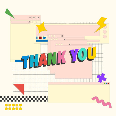 vector social retro media template, thank you letterのイラスト素材