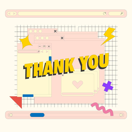 vector social retro media template, thank you letterのイラスト素材