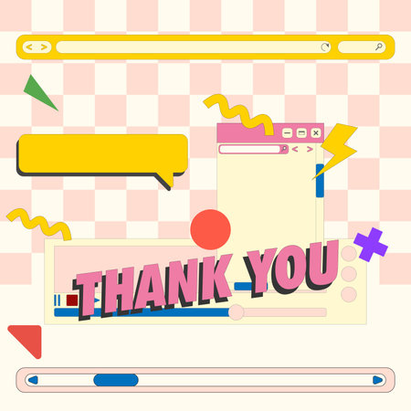vector social retro media template, thank you letterのイラスト素材