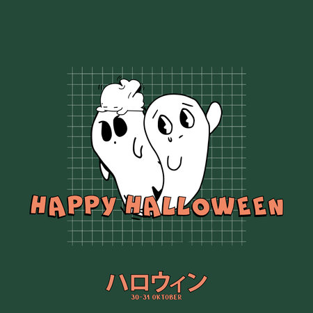 halloween character vector social media post, banner and fglyerのイラスト素材