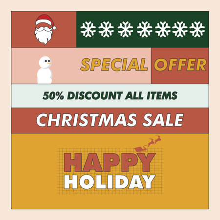 retro christmas sale design vectorのイラスト素材