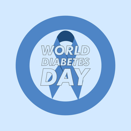 world diabetes day with blue ribbon design vectorのイラスト素材