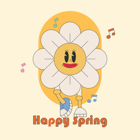 hello Spring flat design, spring sale poster,のイラスト素材