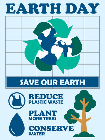 earth day poster with retro flat design styleのイラスト素材