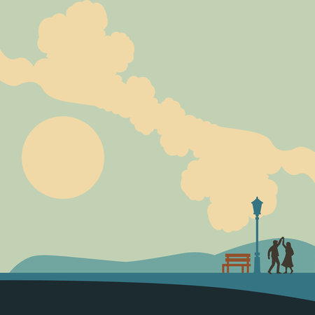 a silhouette couple angry in the parkのイラスト素材