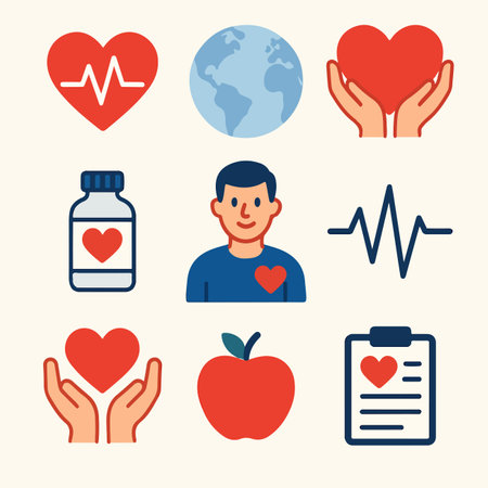 WORLD HEART AWERENESS DAY SOCIAL MEDIA POSTのイラスト素材