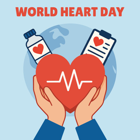 WORLD HEART AWERENESS DAY SOCIAL MEDIA POSTのイラスト素材