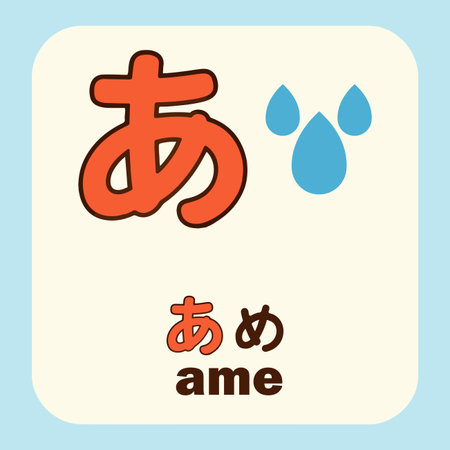 learning hiragana for kid, with colorful and cute drawingのイラスト素材