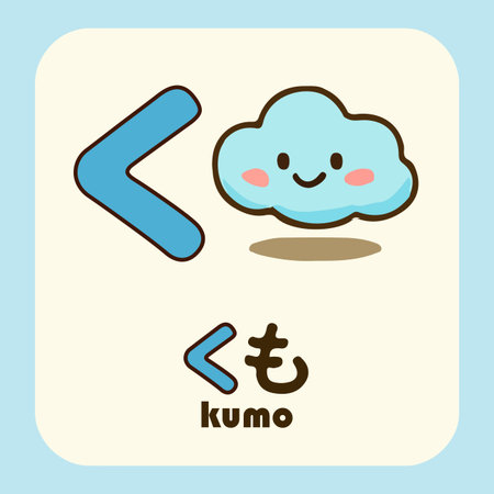 learning hiragana for kid, with colorful and cute drawingのイラスト素材