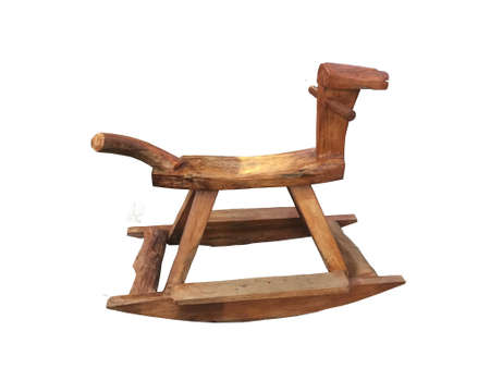 wooden rocking chair isolated on whiteの写真素材