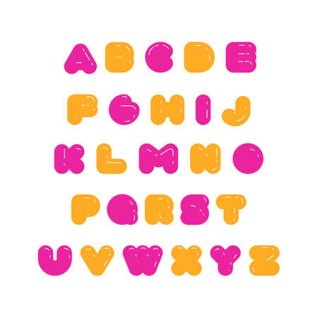 Kids multicolored rounded bold English font.のイラスト素材
