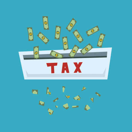 A lot of money passes through the shredder. Money ticks. The inscription "tax"のイラスト素材