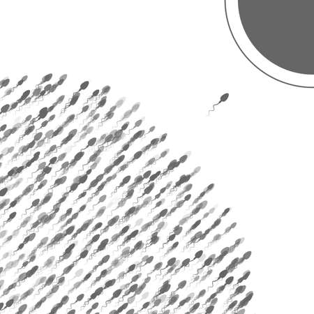A lot of spermatozoa rushed to the eggのイラスト素材