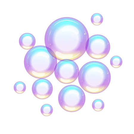 Group of colorful soap bubbles small and largeのイラスト素材