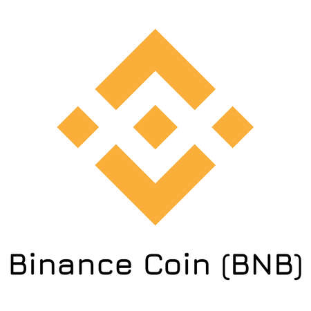 Vector illustration crypto coin icon on isolated white background Binance Coin (BNB). Name of the crypto currency and the short trade name on the exchange. Digital currency.のイラスト素材