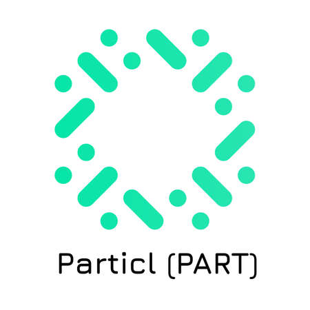 Vector illustration crypto coin icon on isolated white background Particl (PART). Name of the crypto currency and the short trade name on the exchange. Digital currencyのイラスト素材
