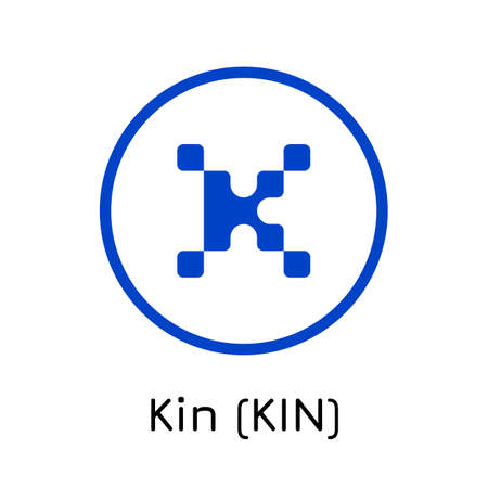 Vector illustration crypto coin icon on isolated white background Kin (KIN). Name of the crypto currency and the short trade name on the exchange. Digital currencyのイラスト素材