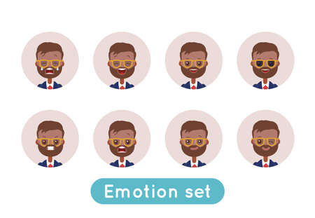 Set of avatar indian businessman. Different emotionsのイラスト素材