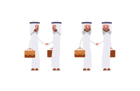 handshakes in a suit and shirt. Arab saudi businessman. cartoon character setのイラスト素材