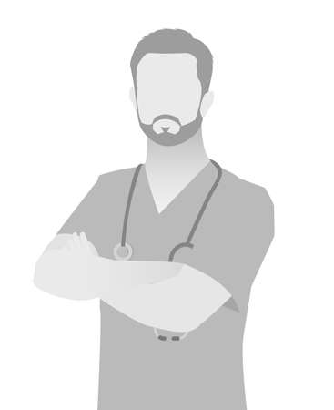 Default placeholder doctor half-length portrait photo avatar.  Gray colorのイラスト素材