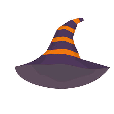 Purple witch hat with orange stripes on the isolated backgroundのイラスト素材
