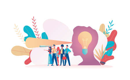 Big boss head. Light from eyes indicates new ideasのイラスト素材