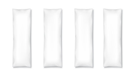Rectangle mockup pillows realistic vector illustration set. Long cushions for sofa 3d models on white background. Home comfort items. "Dakimakura" - Japanese body pillow for huggingのイラスト素材