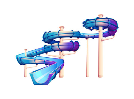 Vortex half tube waterslide color vector icon. Curved speed slide at aquapark for extreme amusement illustration isolated on white backgroundのイラスト素材