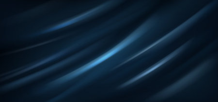 Deep blue rippled fabric material realistic vector background. Award ceremony concept design. Luxury noble cloth backdrop illustrationのイラスト素材