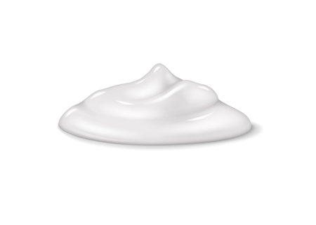 Realistic 3D smear of white cream on an isolated white background. Vector illustration isolated cosmetics smooth drop moisturizer for body or facial moisturing on gray backgroundのイラスト素材