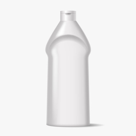 Blank plastic bottle of detergent realistic vector illustration. Mockup flask for cleaning chemicals 3d object on white backgroundのイラスト素材