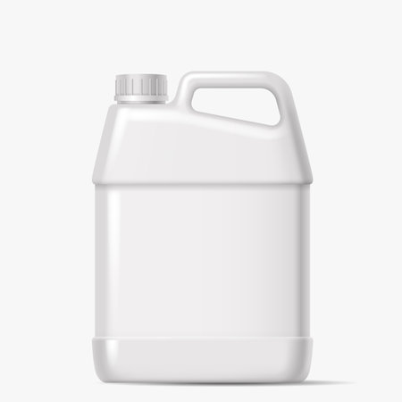 Chemical cleaning product canister realistic vector illustration. Mockup detergent liquid container 3d object on white backgroundのイラスト素材