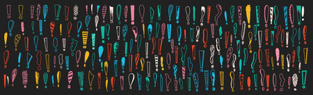 Hand-crafted neon exclamation mark doodles vector illustration. Designed symbols to stand out with...