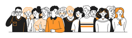 Businesspeople group doodle line and color illustrationのイラスト素材