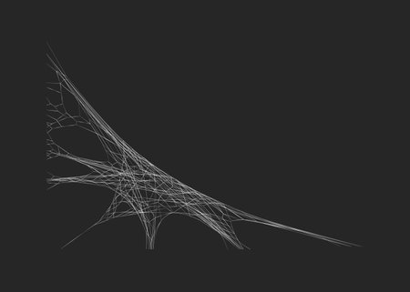 Old spooky cobweb abstract frame realistic vector icon. Traditional Halloween holiday spooky decoration 3d object illustration on blackのイラスト素材