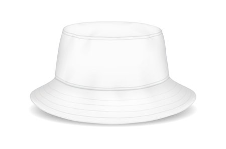Stylish bucket hat mockup realistic vector illustration. Trendy cap perfect for summer sun protection 3d model on white backgroundのイラスト素材