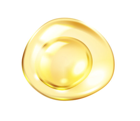 Collagen sphere inside protective membrane realistic vector illustration. Molecular structure of element 3d object on white backgroundのイラスト素材