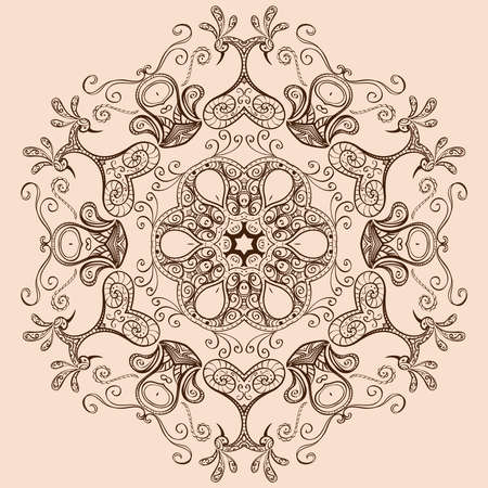 Beautiful circular pattern. It consists of traditional elements drawing mehendi. Suitable for design in the Indian style.のイラスト素材