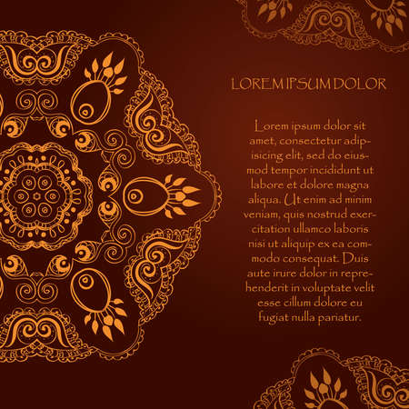 Ornate background with text frame and indian traditional ornament Template for design and decoration with place for your textのイラスト素材