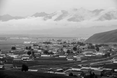 villages under mountainの写真素材