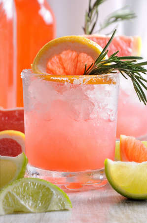 This magnificent cocktail of fresh pink Palomas will change the way you look at tequila. A festive drink is ideal for brunch, parties and holidays.の写真素材