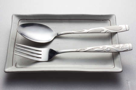 Spoon on the white dishの写真素材