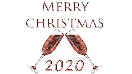 Merry christmas 2020 card. Red congratulation isolated on white backgroundの写真素材