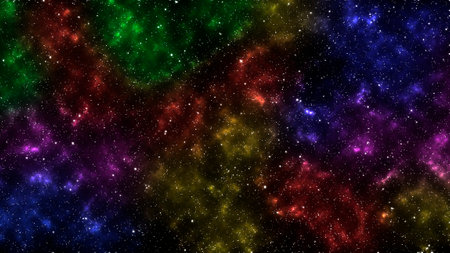 Abstract nebula illustration. Colorful constellation. Night starry sky background