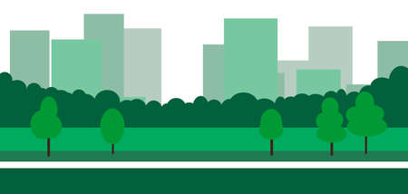 Abstract 2d cartoon business background with city and skyscrapersの写真素材